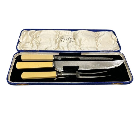 Vintage Wostenholm I*XL Cutlery Carving Set Bakelite Handles - Picture 13 of 14